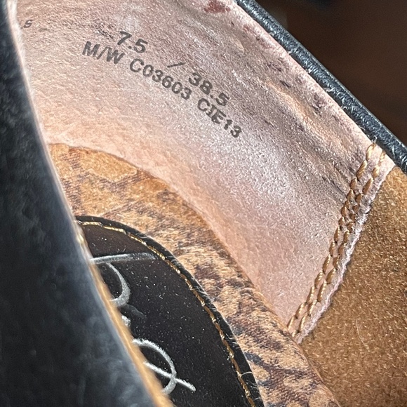 Black Leather Slip Ons with Heels - Picture 4 of 8